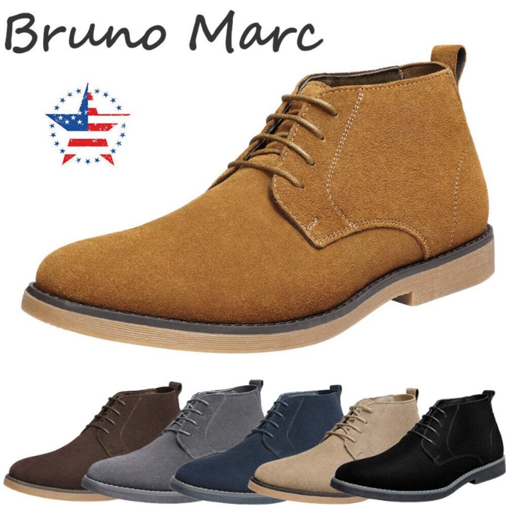 Bruno Marc Men's Chukka Boots Suede Leather Camel Desert Lace up Dress Shoes